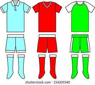 Different football Soccer uniforms. Vector illustration