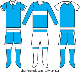 Different football Soccer uniforms. Vector illustration