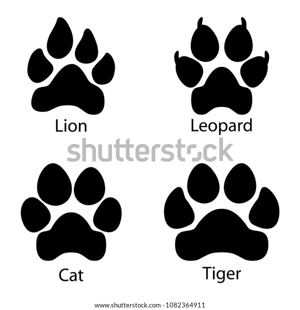 大猫の足跡が違う ヒョウ ライオン 虎の手のセットイラスト の