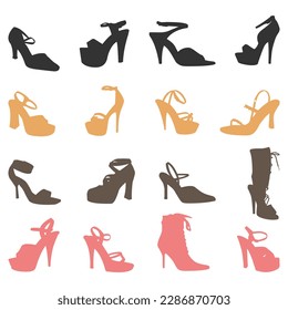 Different footwear casual shoes set. fashion boot to man or woman illustration