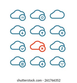 Different forecast icons set with rounded corners. Design elements