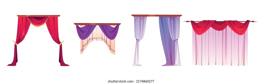 Different Form Curtains Windows Vector Cartoon Stock Vector Royalty