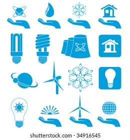 Different forms of blue icons, illustration