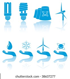 Different forms of blue icons, illustration