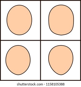 different forms of face, vector icoka. chiseled outline.