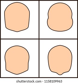 different forms of face, vector icoka. chiseled outline.