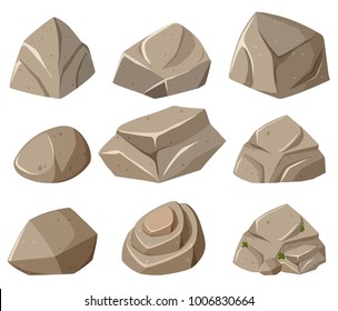 Diferentes formas de ilustración de rocas grises