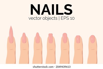 Diferentes formas de uñas con manicura desnuda