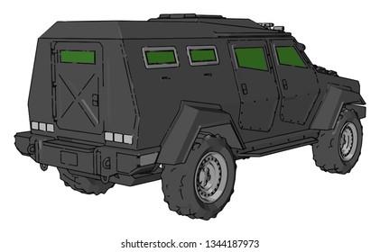 Un jeep de cuatro ruedas diferente como vehículo utilizado para dibujo o ilustración de color vectorial sin armamento