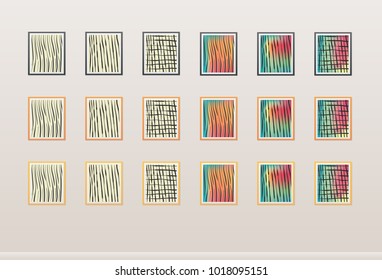 Different framed pictures hanging on the wall as decoration elements.