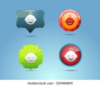 Different Frames Baby Icons, Buttons Design