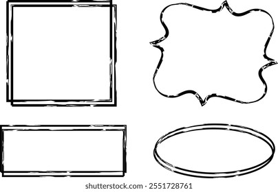 different frames black color pattern set vector