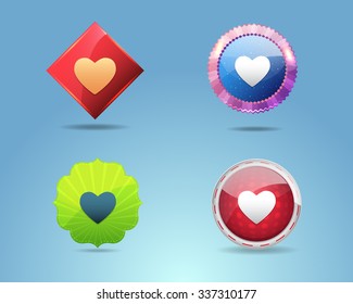 Different Frames Heart and Love Icons, Buttons Design Set