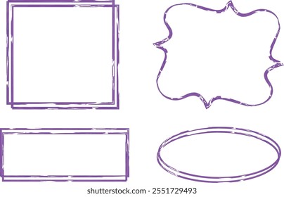 different frames purple color pattern set vector