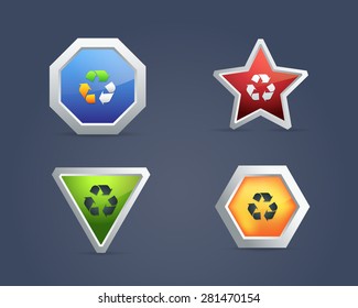 Different Frames Recycle Icons, Buttons Template