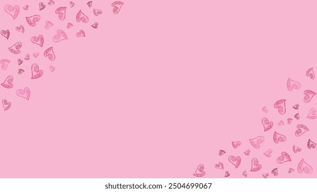 different freehand love heart design pink red vector background. Seamless pattern on Valentine's Day, Romance, Mom's Day and Love