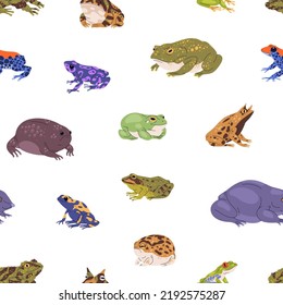 Different Frogs Toads Pattern Seamless Froggy Stock Vector (royalty 