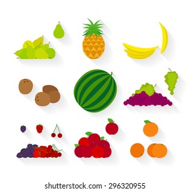 Different fruit in flat style. Fruits vector icons