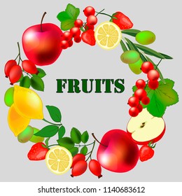 different fruits, background for text