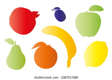 different fruits color set vector no background
