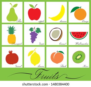different fruits on a white background