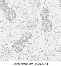 Different fruits seamless pattern. Vector illustration