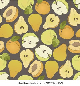 Different fruits seamless pattern. Vector illustration