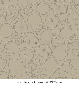 Different fruits seamless pattern. Vector illustration