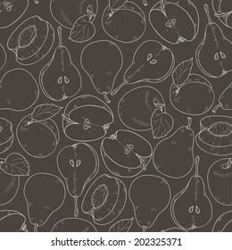 Different fruits seamless pattern. Vector illustration