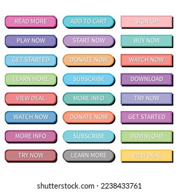 Different fun colored button templates for websites