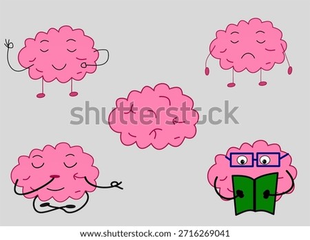 different funny brain characters set collection used for entire video with different emotions