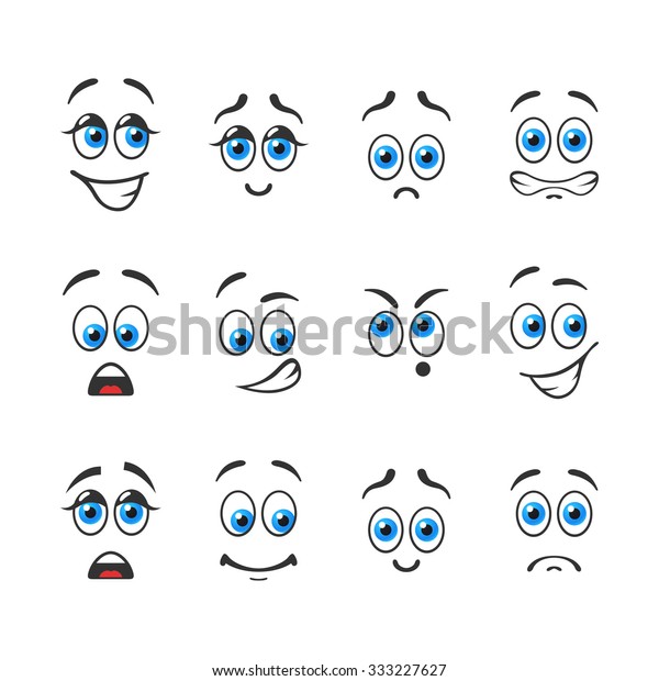 Different Funny Emotions Blue Eyes Stock Vector (Royalty Free) 333227627