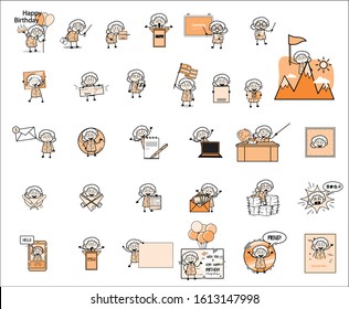 Different Funny Old Granny Character - Set of Concepts Vector illustrations