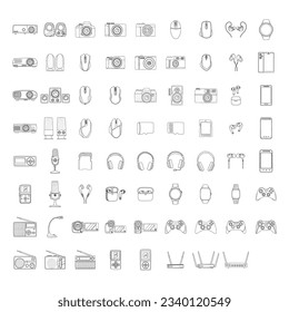 Different gadgets. Doodle vector illustrations isolate on white