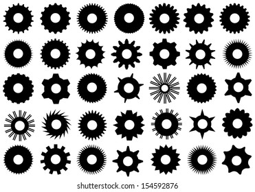 Different gear shapes isolated on white