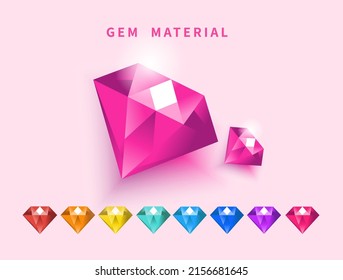 verschiedene Edelsteine. Sequenzen und Diamanten im Cartoon-Stil. Vektorgrafik für das Spiel-Design-Projekt