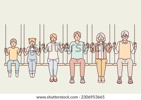 Similar – Image, Stock Photo Grandson on the swing (with a plaster on his knee)