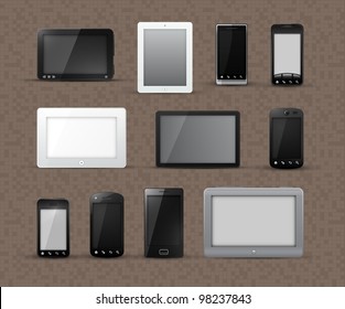 Different Generic Models of Tablet Devices and Smart Phones | EPS10 Vector Graphic | Layers Organized and Named