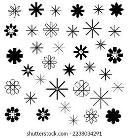 Juego de flores negras geométricas diferentes
