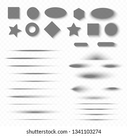 different geometric shadows with soft edges isolated on transparent background. Elements for product design. Vector illustration