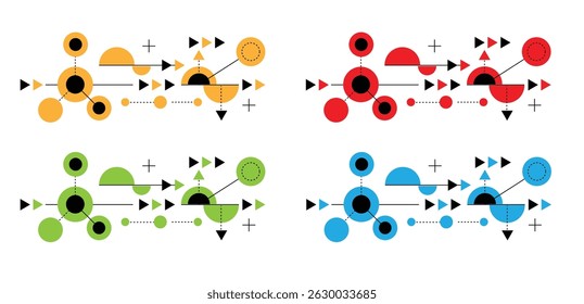 Different Geometric Shapes Contemporary Line Art Abstract Hi Tech Design Colorful. Graphic design elements and resources vector art