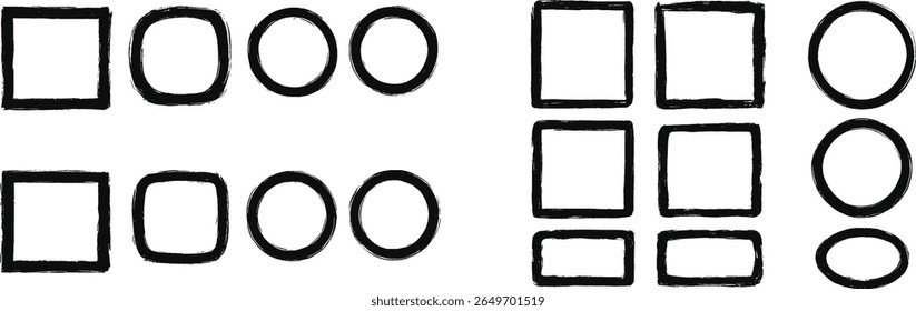 Different geometric shapes are displayed side by side in two rows, with squares and circles compared in a simple and clear layout. This arrangement highlights their distinct forms.