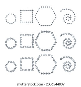different geometrical shapes frames set with ornament, vector illustration 