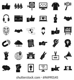 Different gesture icons set. Simple style of 36 different gesture vector icons for web isolated on white background