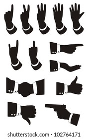 Different gestures of hands on a white background. EPS-10 (non transparent elements,no gradient).
