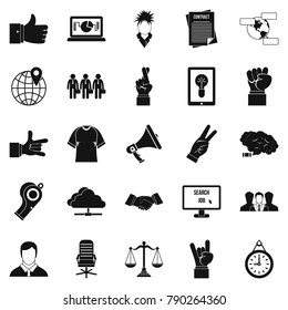 Different gestures icons set. Simple set of 25 different gestures vector icons for web isolated on white background