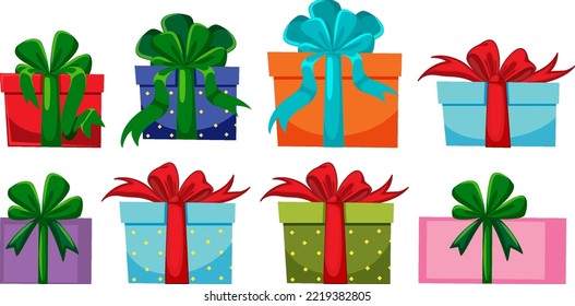 Ilustración de colección de cajas de regalo diferentes