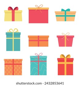 Different Gift Boxes Icon Set Vector Design.