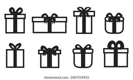 Different gifts icons set. Presents, Vector illustration