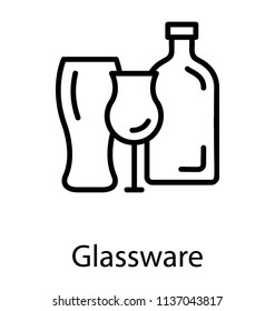Different glass vessels in a icon depicting glassware 